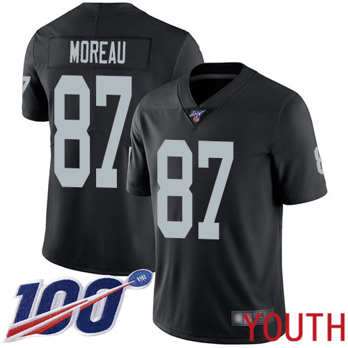 Oakland Raiders Limited Black Youth Foster Moreau Home Jersey NFL Football 87 100th Season Vapor Jersey
